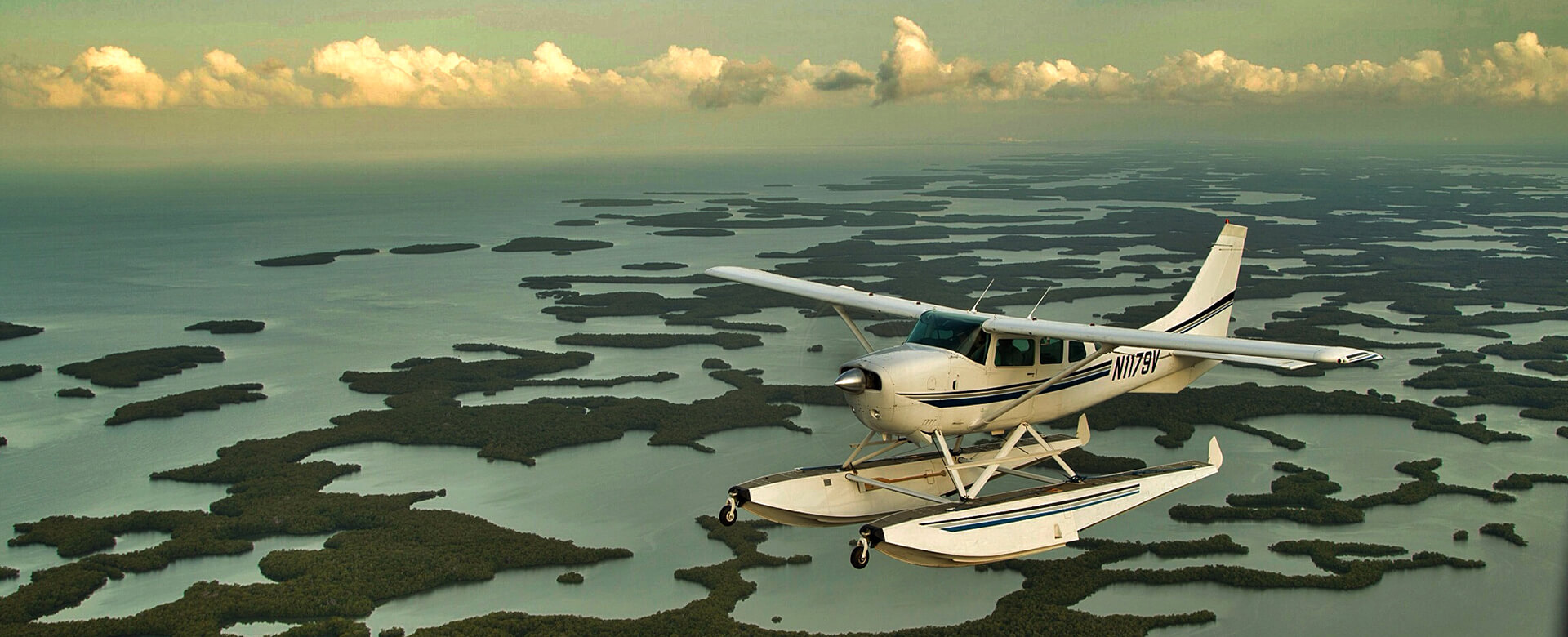 plane flying over everglades